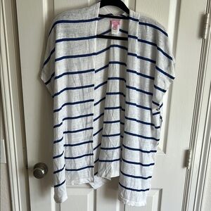 Lilly Pulitzer Striped Open-Front Linen Cardigan